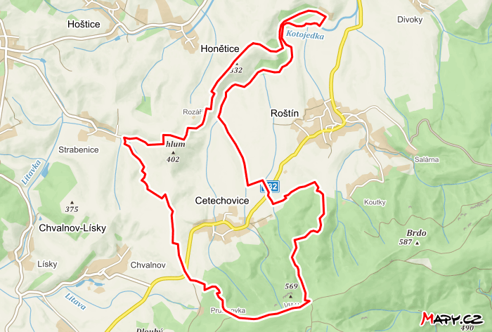 Mapa Cetechovice