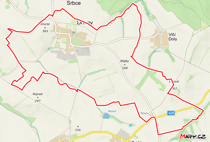 Mapa Dřínov