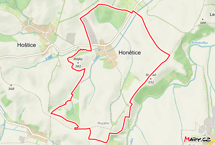 Mapa Honětice