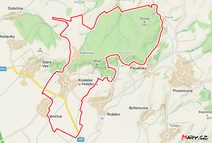 Mapa Kostelec u Holešova