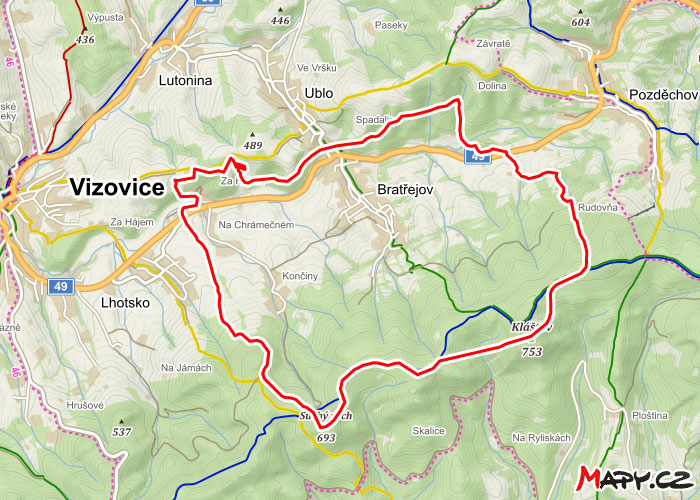 Mapa Bratřejov