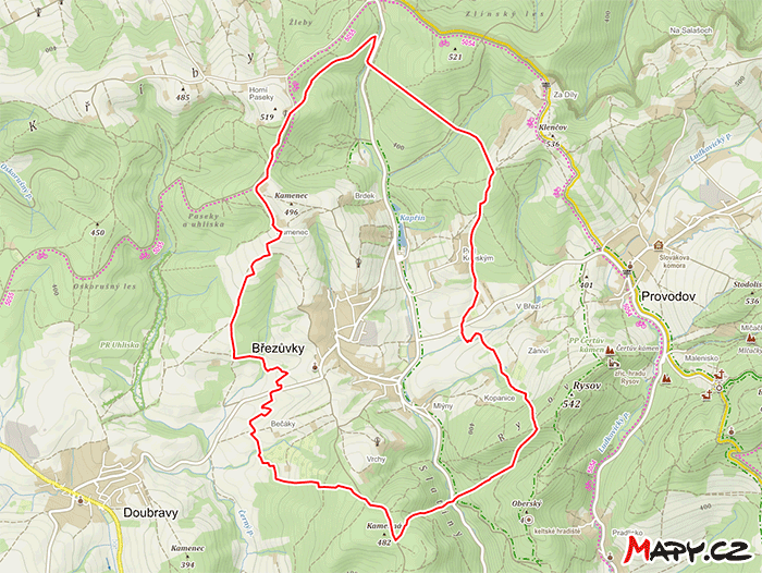 Mapa Březůvky