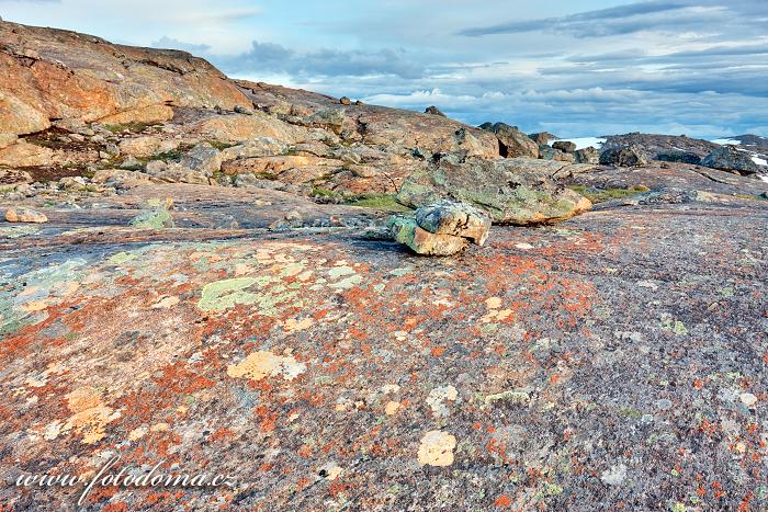 Krajina kolem údolí Blakkådal. Národní park Saltfjellet-Svartisen, kraj Nordland, Norsko