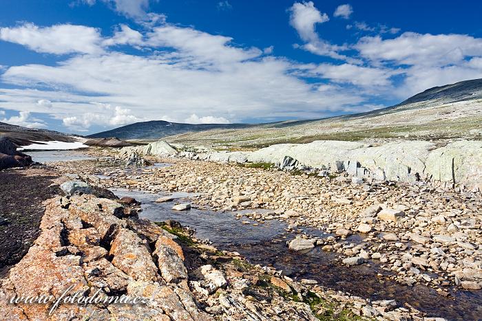 Údolí potoka Namnlauselva. Národní park Saltfjellet-Svartisen, kraj Nordland, Norsko