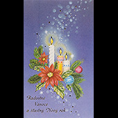 Náhled vánočního a novoročního přání V-004 - otevírací sváteční blahopřání se svíčkami