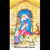 Náhled vánočního přání V-022 - otevírací přání k Vánocům s Pannou Marií a malým Ježíškem