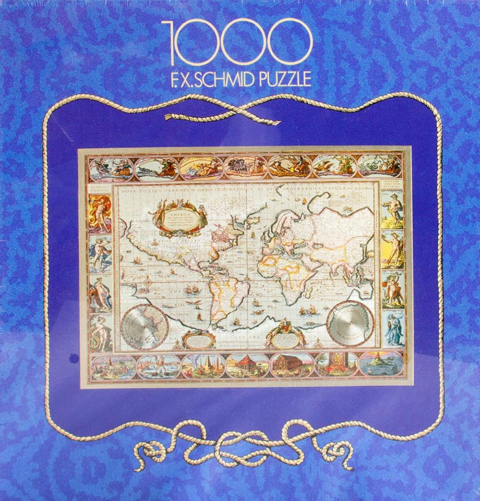 Puzzle 1000 dílků Mapa světa metalická, F. X. Schmid