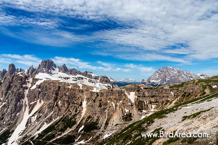 Cadini di Misurina, Monte Cristallo and Rifugio Auronzo, Dolomites, South Tyrol, Italy, Europe